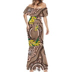 Australia Cute Quokka Mermaid Dress Indigenous Art With Golden Wattle