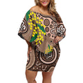 Australia Cute Quokka Off Shoulder Short Dress Indigenous Art With Golden Wattle