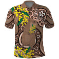 Australia Cute Quokka Polo Shirt Indigenous Art With Golden Wattle