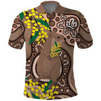 Australia Cute Quokka Polo Shirt Indigenous Art With Golden Wattle
