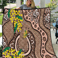 Australia Cute Quokka Quilt Indigenous Art With Golden Wattle