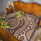 Australia Cute Quokka Quilt Indigenous Art With Golden Wattle