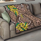 Australia Cute Quokka Quilt Indigenous Art With Golden Wattle