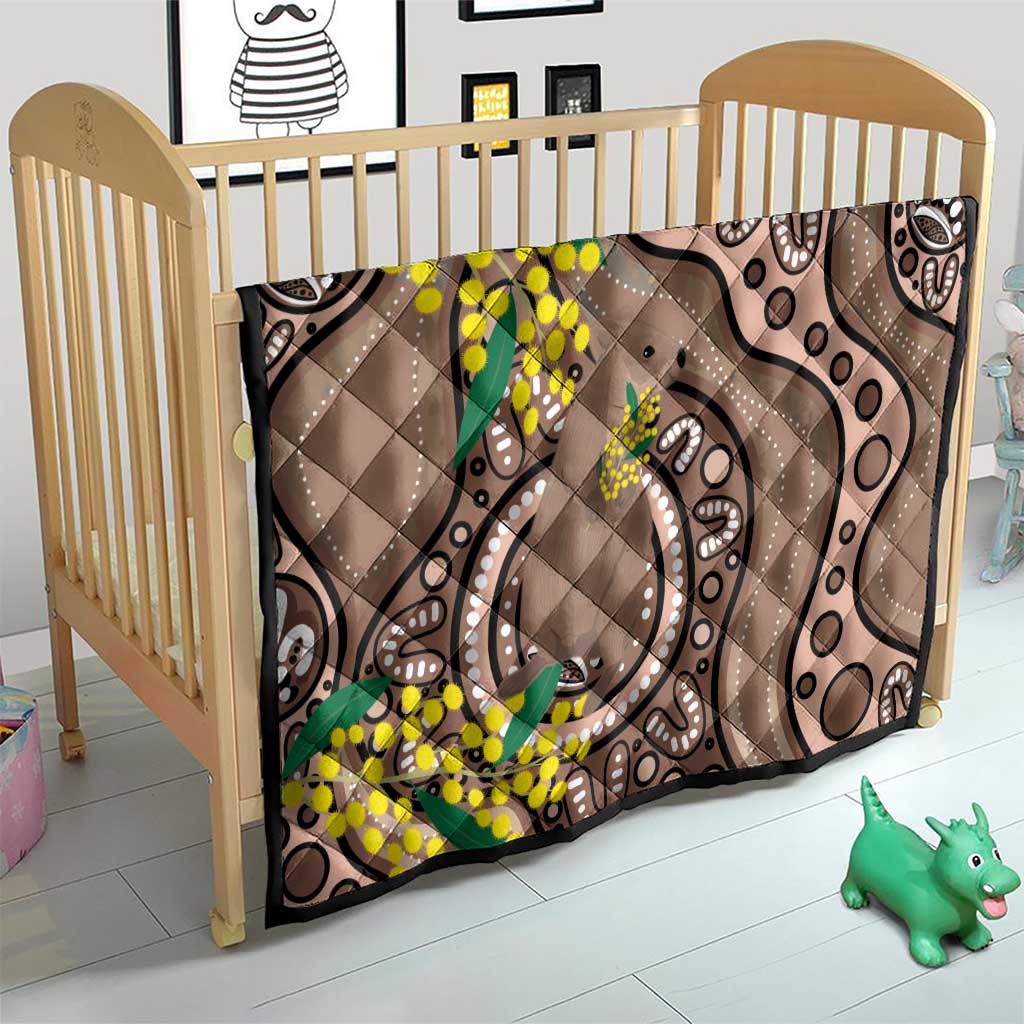 Australia Cute Quokka Quilt Indigenous Art With Golden Wattle