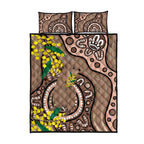 Australia Cute Quokka Quilt Bed Set Indigenous Art With Golden Wattle