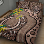 Australia Cute Quokka Quilt Bed Set Indigenous Art With Golden Wattle