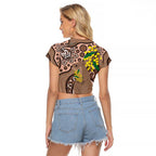 Australia Cute Quokka Raglan Cropped T Shirt Indigenous Art With Golden Wattle