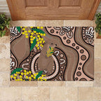 Australia Cute Quokka Rubber Doormat Indigenous Art With Golden Wattle