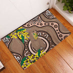 Australia Cute Quokka Rubber Doormat Indigenous Art With Golden Wattle