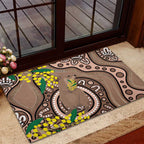 Australia Cute Quokka Rubber Doormat Indigenous Art With Golden Wattle