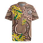 Australia Cute Quokka Rugby Jersey Indigenous Art With Golden Wattle