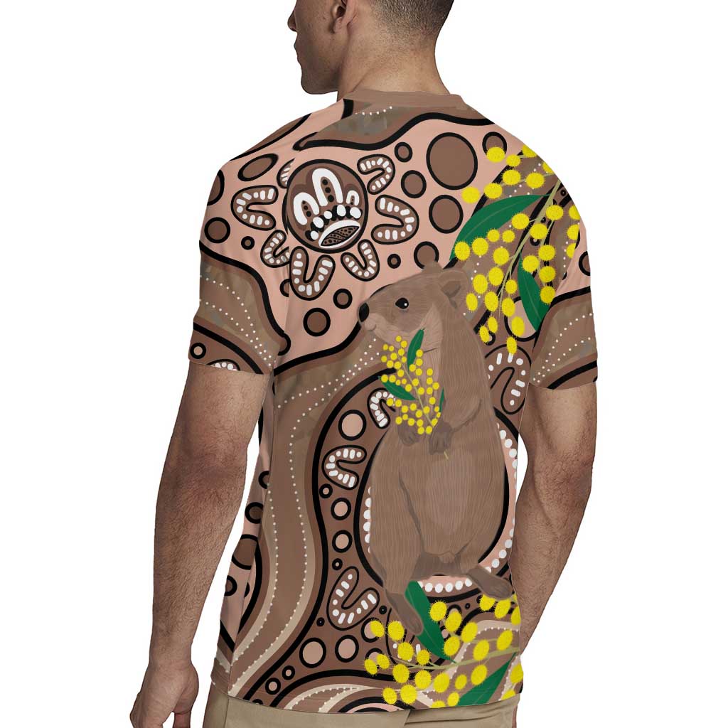 Australia Cute Quokka Rugby Jersey Indigenous Art With Golden Wattle