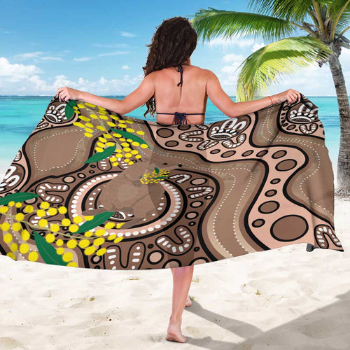 Australia Cute Quokka Sarong Indigenous Art With Golden Wattle