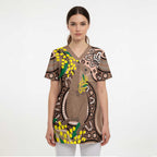 Australia Cute Quokka Scrub Top Indigenous Art With Golden Wattle - Aussie Hoodie