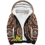 Australia Cute Quokka Sherpa Hoodie Indigenous Art With Golden Wattle