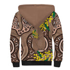Australia Cute Quokka Sherpa Hoodie Indigenous Art With Golden Wattle