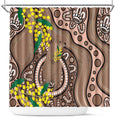 Australia Cute Quokka Shower Curtain Indigenous Art With Golden Wattle