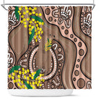 Australia Cute Quokka Shower Curtain Indigenous Art With Golden Wattle