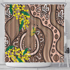 Australia Cute Quokka Shower Curtain Indigenous Art With Golden Wattle