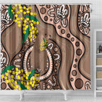 Australia Cute Quokka Shower Curtain Indigenous Art With Golden Wattle