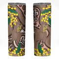 Australia Cute Quokka Skinny Tumbler Indigenous Art With Golden Wattle