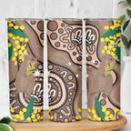 Australia Cute Quokka Skinny Tumbler Indigenous Art With Golden Wattle
