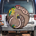 Australia Cute Quokka Spare Tire Cover Indigenous Art With Golden Wattle