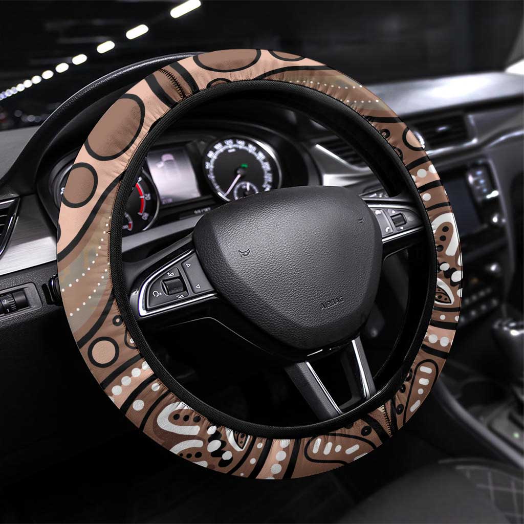Australia Cute Quokka Steering Wheel Cover Indigenous Art With Golden Wattle