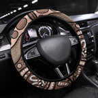 Australia Cute Quokka Steering Wheel Cover Indigenous Art With Golden Wattle