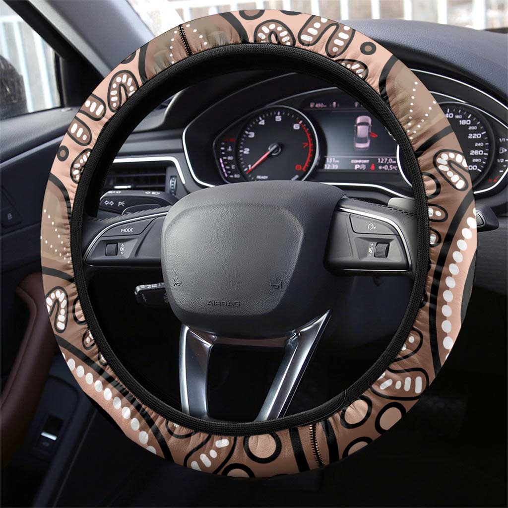 Australia Cute Quokka Steering Wheel Cover Indigenous Art With Golden Wattle