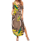 Australia Cute Quokka Summer Maxi Dress Indigenous Art With Golden Wattle