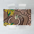 Australia Cute Quokka Tablecloth Indigenous Art With Golden Wattle