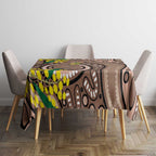 Australia Cute Quokka Tablecloth Indigenous Art With Golden Wattle