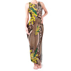 Australia Cute Quokka Tank Maxi Dress Indigenous Art With Golden Wattle