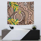 Australia Cute Quokka Tapestry Indigenous Art With Golden Wattle