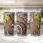 Australia Cute Quokka Tumbler Cup Indigenous Art With Golden Wattle