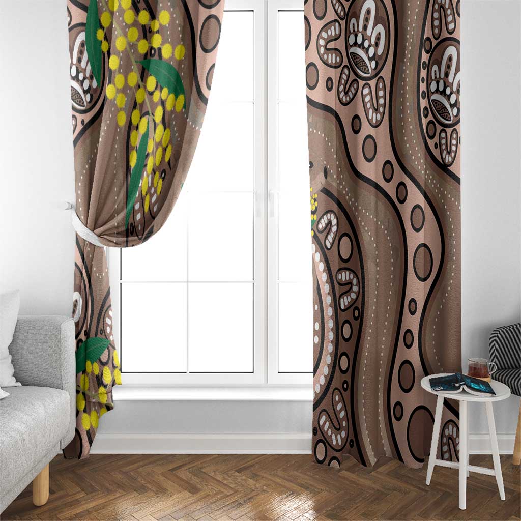 Australia Cute Quokka Window Curtain Indigenous Art With Golden Wattle