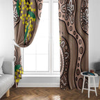 Australia Cute Quokka Window Curtain Indigenous Art With Golden Wattle