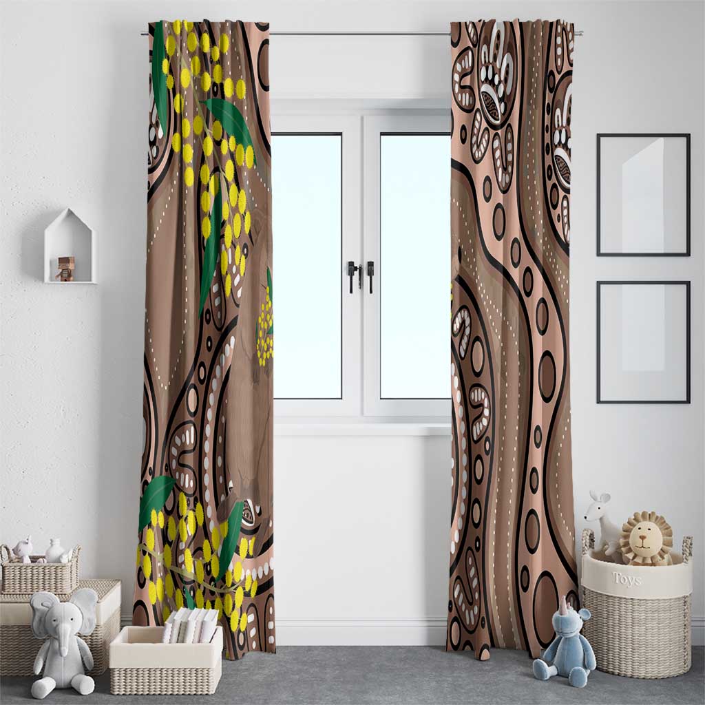 Australia Cute Quokka Window Curtain Indigenous Art With Golden Wattle