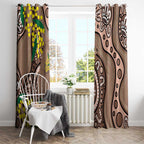 Australia Cute Quokka Window Curtain Indigenous Art With Golden Wattle