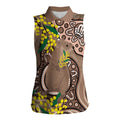 Australia Cute Quokka Women Sleeveless Polo Shirt Indigenous Art With Golden Wattle
