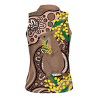 Australia Cute Quokka Women Sleeveless Polo Shirt Indigenous Art With Golden Wattle