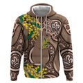 Australia Cute Quokka Zip Hoodie Indigenous Art With Golden Wattle