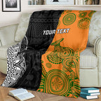 Custom Fiji And Australia Rugby Blanket Fijian Tapa Pattern With Aussie Aboriginal Art