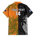Custom Fiji And Australia Rugby Family Matching Mermaid Dress and Hawaiian Shirt Fijian Tapa Pattern With Aussie Aboriginal Art