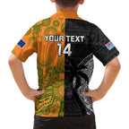 Custom Fiji And Australia Rugby Family Matching Puletasi and Hawaiian Shirt Fijian Tapa Pattern With Aussie Aboriginal Art