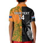 Custom Fiji And Australia Rugby Kid Polo Shirt Fijian Tapa Pattern With Aussie Aboriginal Art