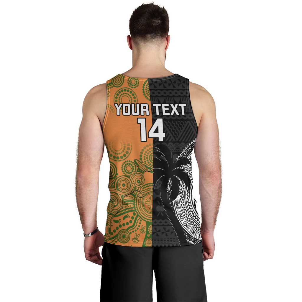 Custom Fiji And Australia Rugby Men Tank Top Fijian Tapa Pattern With Aussie Aboriginal Art