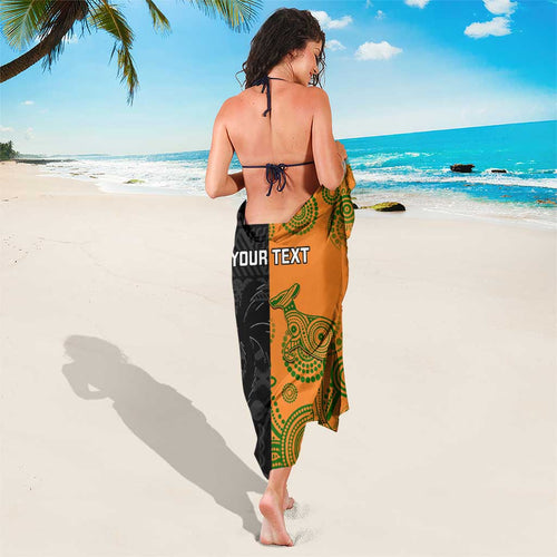 Custom Fiji And Australia Rugby Sarong Fijian Tapa Pattern With Aussie Aboriginal Art