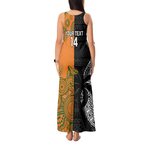 Custom Fiji And Australia Rugby Tank Maxi Dress Fijian Tapa Pattern With Aussie Aboriginal Art